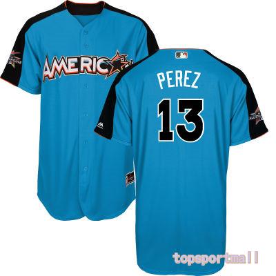 MLB American League 13 Salvador Perez Blue 2017 All Star Baseball Jerseys