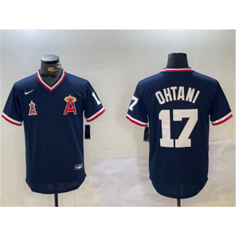 MLB Angels 17 Shohei Ohtani Navy Nike Cool Base Jersey