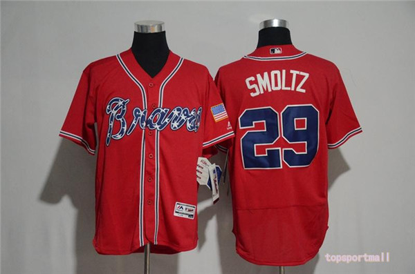 MLB Atlanta Braves 29 John Smoltz Red Flexbase Baseball Jersey