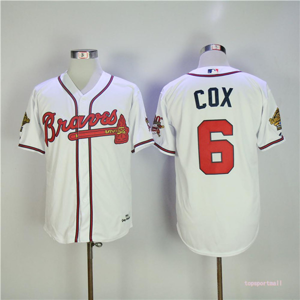 MLB Atlanta Braves 6 Bobby Cox White 1955 Throwback Baseball Jerseys