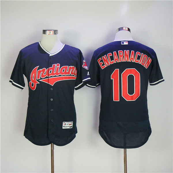 MLB Cleveland Indians 10 Yan Gomes Navy Blue Flexbase Baseball Jerseys