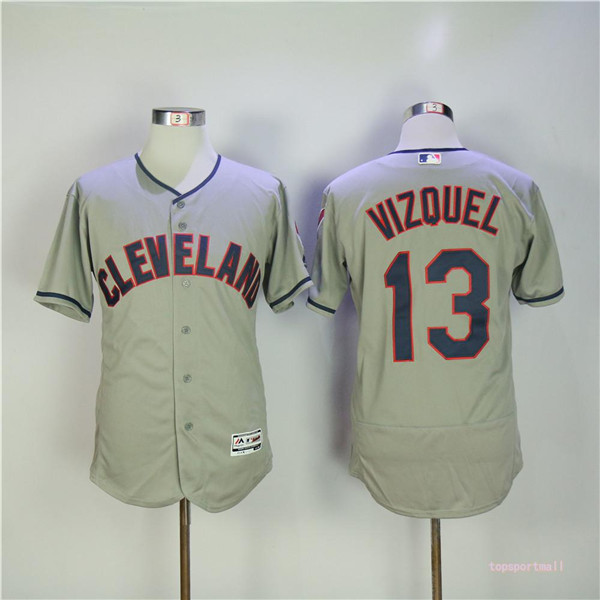 MLB Cleveland Indians 13 Omar Vizquel Gray Flexbase Baseball Jerseys