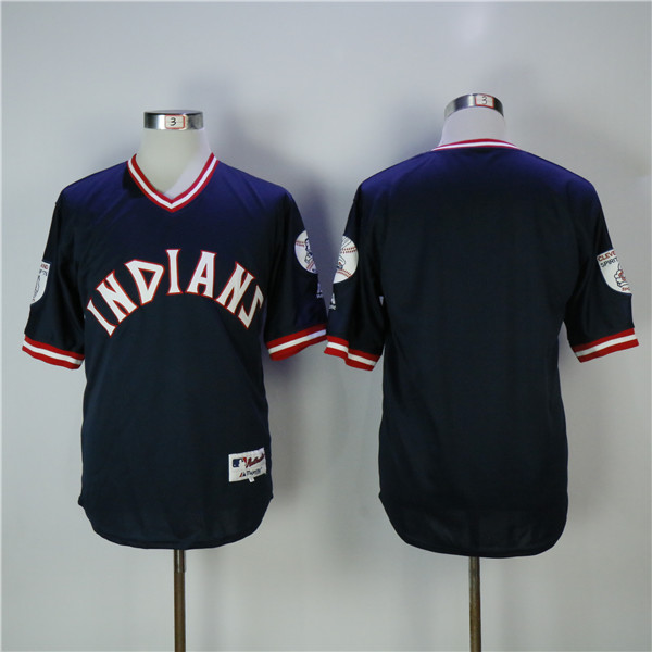 MLB Cleveland Indians Blank Navy Blue Pullover Baseball Jersey