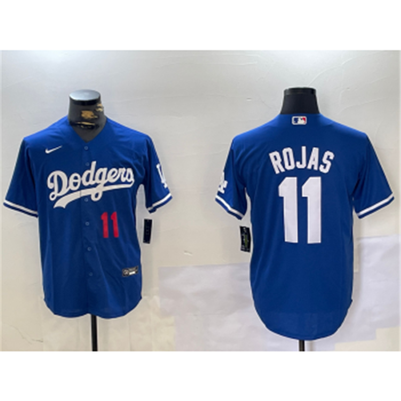 MLB Dodgers 11 Rojas Blue Nike Cool Base Jersey