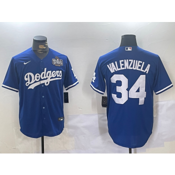 MLB Dodgers 34 Fernando Valenzuela Blue 2024 World Series Nike Cool Base Jersey