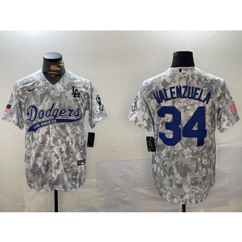 MLB Dodgers 34 Fernando Valenzuela Camo Nike Cool Base Jersey