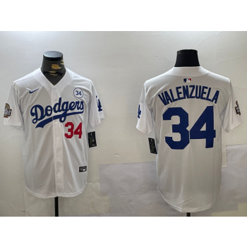 MLB Dodgers 34 Toro Valenzuela  White 2024 World Series Nike Cool Base Jersey with 34 Patch
