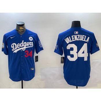MLB Dodgers 34 Toro Valenzuela Blue 2024 World Series Nike Cool Base Jersey with 34 Patch