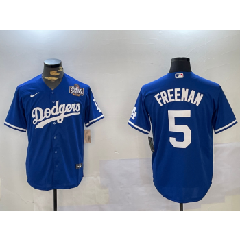 MLB Dodgers 5 Freddie Freeman Blue 2024 World Series Nike Cool Base Jersey