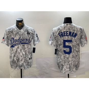 MLB Dodgers 5 Freddie Freeman Camo Nike Cool Base Jersey