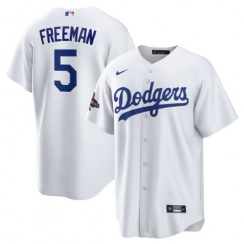 MLB Dodgers 5 Freddie Freeman White 2024 World Series Champions Nike Cool Base Jersey