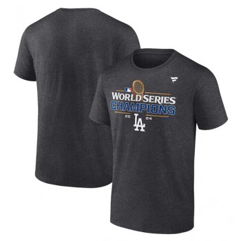 MLB Dodgers Heather Charcoal 2024 World Series Champions Locker Room T Shirt