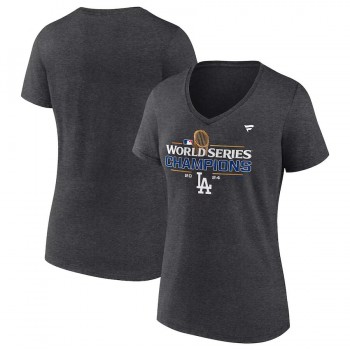 MLB Dodgers Heather Charcoal Big & Tall 2024 World Series Champions Women T Shirt