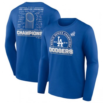 MLB Dodgers Royal 2024 World Series Champions Signature Roster Long Sleeve T Shirt