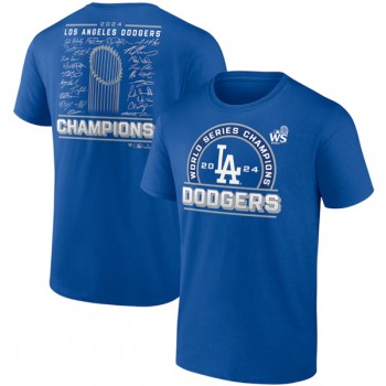 MLB Dodgers Royal 2024 World Series Champions Signature Roster T Shirt