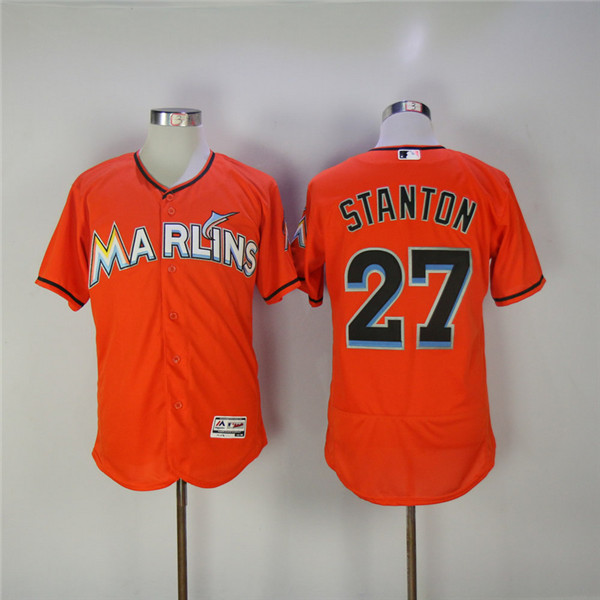 MLB Miami Marlins 27 Mike Stanton Orange Flexbase Baseball Jerseys