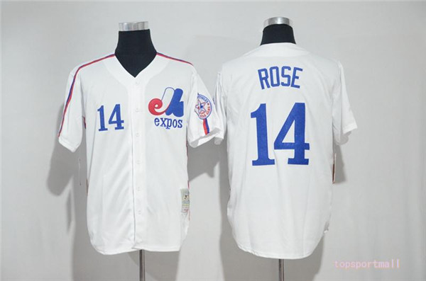 MLB Montreal Expos 14 Pete Rose White Cool Base Baseball Jersey