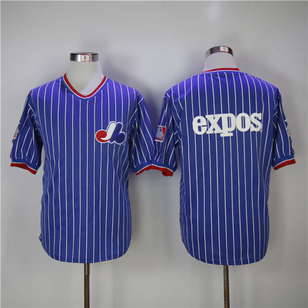 MLB Montreal Expos Blank Blue Throwback Pullover Baseball Jerseys