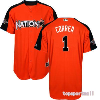 MLB National League 2017 All Star 1 Carlos Correa Orange Baseball Jerseys