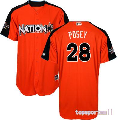 MLB National League 2017 All Star 28 Buster Posey Orange Baseball Jerseys