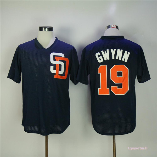 MLB San Diego Padres 19 Tony Gwynn Navy Blue BP Pullover Baseball Jerseys