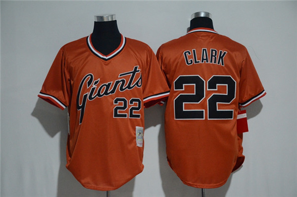 MLB San Francisco Giants 22 Will Clark Orange Pullover Cool Base Baseball Jersey