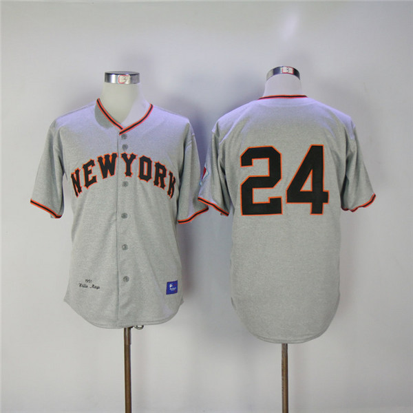 MLB San Francisco Giants 24 Willie Mays Gray Cool Base Throwback Baseball Jersey