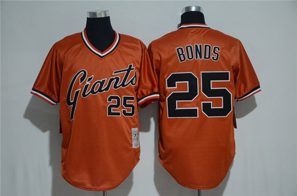MLB San Francisco Giants 25 Barry Bonds Orange Pullover Cool Base Baseball Jersey