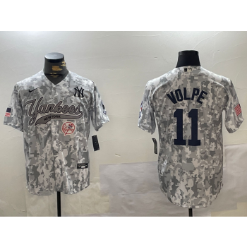 MLB Yankees 11 Anthony Volpe Camo Signed Cool Base Jersey