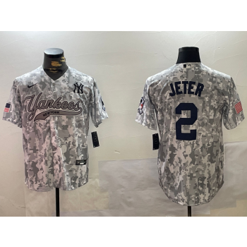MLB Yankees 2 Derek Jeter Camo Nike Cool Base Jersey