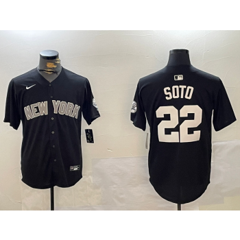 MLB Yankees 22 Soto Black Nike Cool Base Jersey