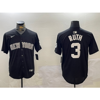 MLB Yankees 3 Babe Ruth Black Nike Cool Base Jersey