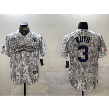 MLB Yankees 3 Babe Ruth Camo Nike Cool Base Jersey
