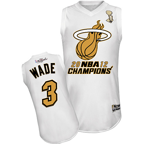 Majestic Miami Heat 3 Dwyane Wade 2012 NBA Finals Champions White Jersey