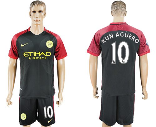 Manchester City 10 Kun Aguero Away Soccer Club Jersey