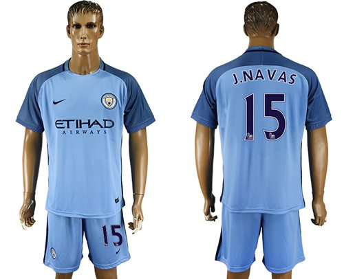 Manchester City 15 JNavas Home Soccer Club Jersey