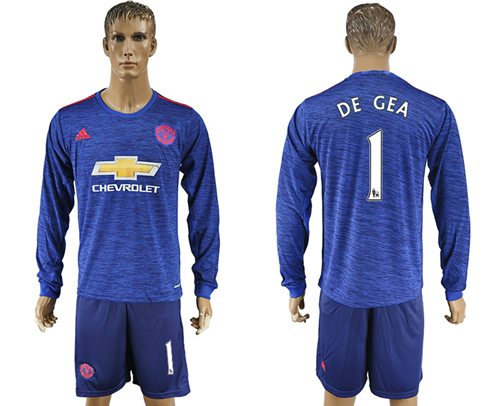 Manchester United 1 De Gea Away Long Sleeves Soccer Club Jersey