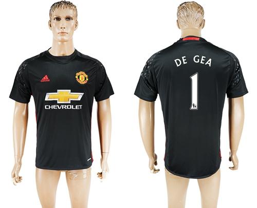 Manchester United 1 De Gea Black Goalkeeper Soccer Club Jersey