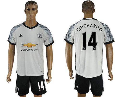 Manchester United 14 Chicharito White Soccer Club Jersey