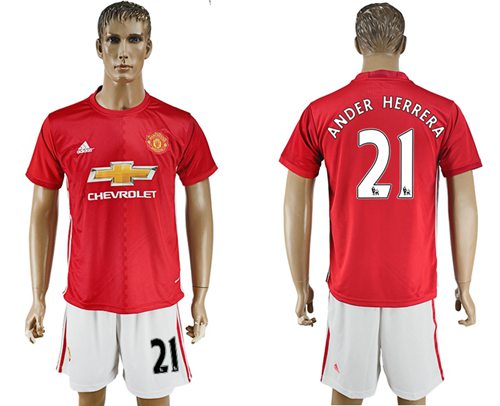 Manchester United 21 Ander Herrera Red Home Soccer Club Jersey