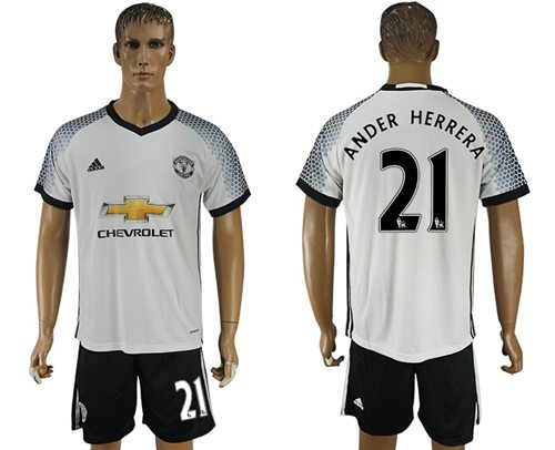 Manchester United 21 Ander Herrera White Soccer Club Jersey