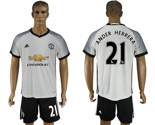 Manchester United 21 Ander Herrera White Soccer Club Jersey