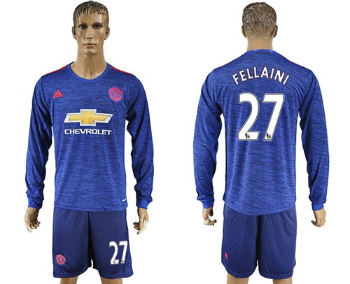Manchester United 27 Fellaini Away Long Sleeves Soccer Club Jersey