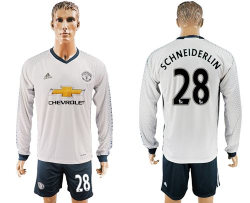 Manchester United 28 Schneiderlin Sec Away Long Sleeves Soccer Club Jersey