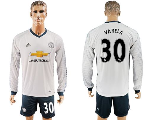 Manchester United 30 Varela Sec Away Long Sleeves Soccer Club Jersey