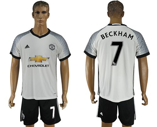 Manchester United 7 Beckham White Soccer Club Jersey