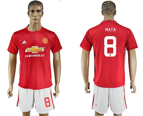 Manchester United 8 Mata Home League Soccer Club Jersey