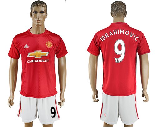 Manchester United 9 Ibrahimovic Red Home Soccer Club Jersey