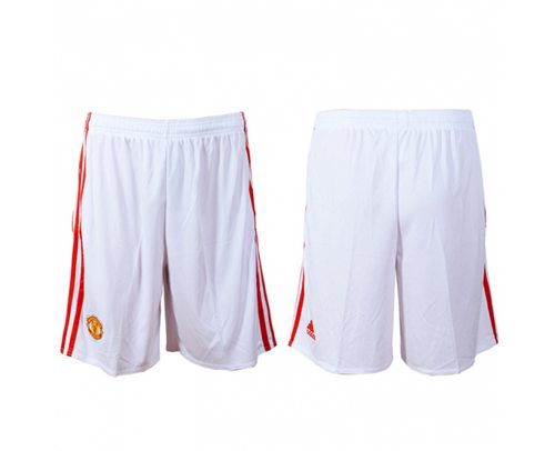 Manchester United Blank White Home Soccer Shorts