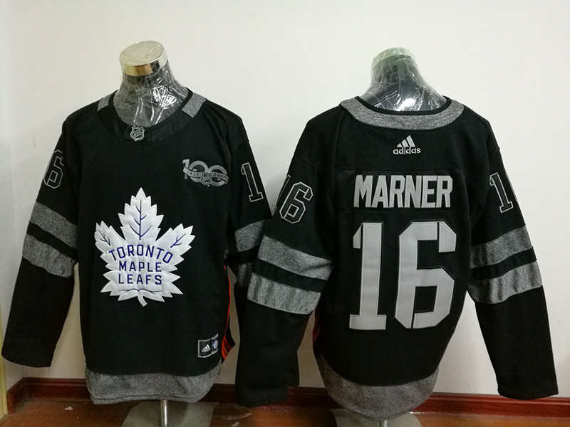 Maple Leafs 16 Mitchell Marner Black 1917 2017 100th Anniversary Jersey